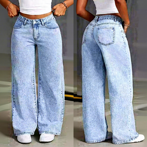 ZOYIAME <span class=keywords><strong>Jeans</strong></span> Casual a Gamba Larga Elasticizzati a <span class=keywords><strong>Vita</strong></span> Alta, Pantaloni <span class=keywords><strong>in</strong></span> Denim Morbido <span class=keywords><strong>con</strong></span> Tasche - Product Image 2