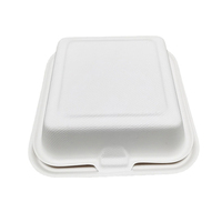 Bac à bagasse à 3 compartiments Service OEM étanche avec couvercle pour emporter de qualité alimentaire Type à clapet pour restaurant à emporter