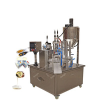 Machine de remplissage et de scellage automatique de gobelets en plastique pour sauces, jus et yaourts, fournie par l'usine