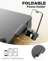 Bureau de tour d'ordinateur portable portable avec coussin repose-poignet support de tablette de téléphone convient aux ordinateurs portables de 17 pouces