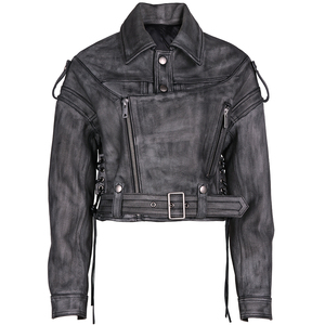 2023 autunno maniche staccabili oversize Moto <span class=keywords><strong>Biker</strong></span> giacca corta <span class=keywords><strong>donna</strong></span> giacca Vintage <span class=keywords><strong>in</strong></span> vera <span class=keywords><strong>pelle</strong></span> da <span class=keywords><strong>donna</strong></span> - Product Image 5