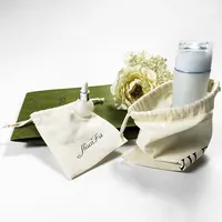 Benutzer definiertes Logo Siebdruck Bio-Baumwolle Musselin Taschen Doppel-Einkaufstasche Leinwand Kordel zug Staubbeutel für Handtasche Schuh