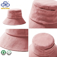 Chapeau Bob Décontracté en Daim Souple Rose Uni avec Poche Latérale, Personnalisable (OEM/ODM) pour Femme – Idéal Voyage, Plage et Usage Quotidien