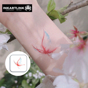 Autocollants de <span class=keywords><strong>tatouage</strong></span> temporaire imperméables de haute qualité, peints à la main, en forme de papillon <span class=keywords><strong>rose</strong></span>, pour la décoration de la peau, pour femmes et filles - Product Image 2