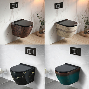 Nouveau rond sans monture chasse d'eau <span class=keywords><strong>murale</strong></span> Wc cuvette de toilette en céramique à la main décor à la maison salle de bain sanitaire mur suspendu ensemble de toilette - Product Image 3