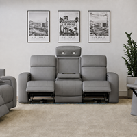 Ensemble de canapés inclinables électriques modernes 3+2+1 pour home cinéma, avec table escamotable 3 places, prise de charge sans fil et table console 2 places