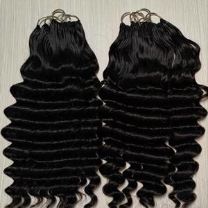 Extensiones de Cabello Humano Virgen Vietnamita con Diseño de Hilo Invisible Natural, Pre-enlazadas, Onduladas y Profundas, Color Marrón, Precio al por Mayor - Product Image 3