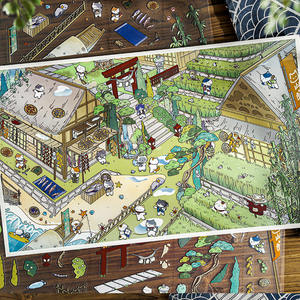 4 hojas/paquete de pegatinas de paisaje 3D Cat House Tanri Series Lynx Theme Planner decoraciones materiales de gran tamaño - Product Image 1