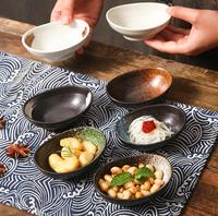 Plat de cuisson en céramique rétro de forme ovale, petit plat d'assaisonnement pour sauce soja, épices, condiments