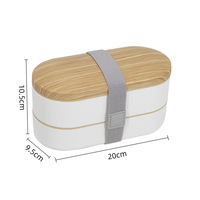 Boîte à lunch en plastique scellée à double couche, style japonais, à motif bois, avec 3 compartiments, compatible micro-ondes, pour étudiants et employés de bureau