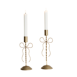 Support de bougie en fer forgé fait main, grand modèle, avec nœud, doré, pour Noël, <span class=keywords><strong>mariage</strong></span>, décoration de table à la maison - Product Image 1