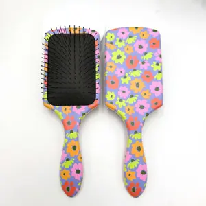 Sisir pijat penjualan laris desain baru sikat dayung rambut nilon sisir bantalan udara persegi gagang plastik cetak 3D baru