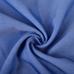 Toptan özel tasarım düz renk dokuma 65% Rayon 35% Polyester katı boyalı kumaşlar için elbise