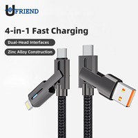 Cable DE DATOS USB C de 60W y 5 pies, cargador de carga rápida 4 en 1 para teléfono móvil, compañero de viaje todo en uno