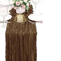 Lot de 3 chemins de table en gaze tissée marron, 3m de long, motif uni, style bohème rustique, personnalisable pour mariage et baby shower