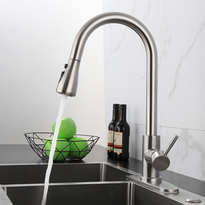 <span class=keywords><strong>Robinet</strong></span> de cuisine moderne en acier inoxydable 304 brossé, monocommande avec douchette extractible - Product Image 2