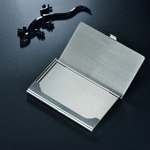 Slim Stainless Steel Business Credit Id Card Holder <b>Wallet</b> Custom Laser Print <b>Metal</b> Case - Product Image 3