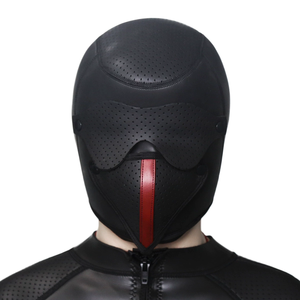 Capuche pour chiot en néoprène lisse BDSM Capuche complète avec masque buccal respirant Masque pour les yeux Jeu de rôle pour adulte - Product Image 3