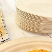 Assiettes jetables en canne à sucre 100 % compostables, robustes, à motif uni, écologiques, fabriquées en Chine