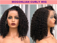 Perruque Lace Front Courte en Cheveux Brésiliens Remy HD, Bouclés Crépus, Couleur Noir Naturel, pour Femmes Noires