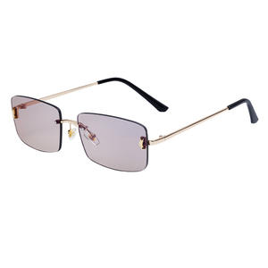 Nouvelles lunettes de soleil sans monture unisexes, petites lunettes carrées en PC, protection UV400, monture en métal noir et plastique DG-98236-C - Product Image 2