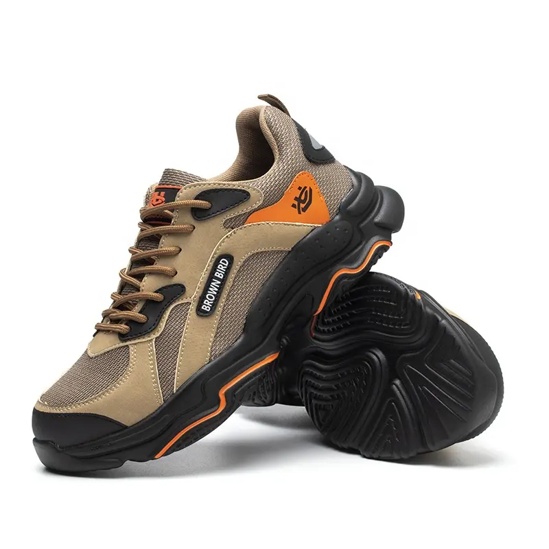 Zapatos de seguridad para hombre y mujer, calzado protector de tobillo para caminar al aire libre, con punta de acero, antideslizantes de PU + malla, 1 par, 518