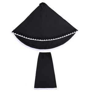 Costume musulman Noir élégant, Jilbab en soie noire, Khimar de mariage, <span class=keywords><strong>robe</strong></span> islamique de <span class=keywords><strong>fiançailles</strong></span>, tenue de Nikah, ensemble jupe Burqa Abaya en dentelle - Product Image 5