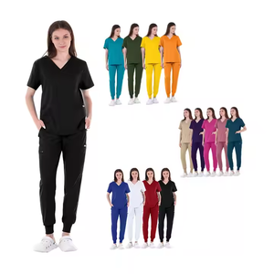 Serie Europea americana Cintura elástica de Yoga uniforme médico mujeres Scrub Set venta al por mayor diseñador médico Scrubs uniforme salud - Product Image 5