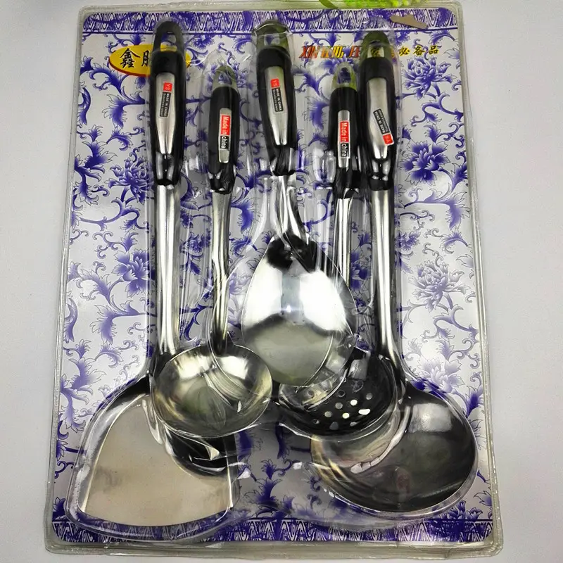 Nueva llegada 5PCS Juego de utensilios de cocina de acero inoxidable resistente al calor Utensilios de cocina