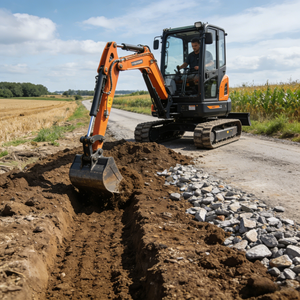 Mini-excavatrice sur chenilles de 1,2 tonne avec moteur Stage V, cabine fermée avec ROPS/FOPS, forte puissance de creusement, certifiée CE - Product Image 1