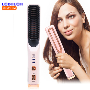 <span class=keywords><strong>Brosse</strong></span> à <span class=keywords><strong>lisser</strong></span> les cheveux en céramique sans fil, peigne chauffant électrique - Product Image 6