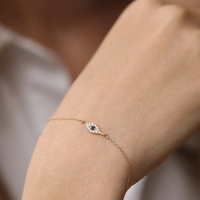 Bijoux personnalisés Bracelet à breloques mauvais œil en argent sterling 925 avec diamant CZ et saphir Plaqué or Bijoux fins Bracelets pour femmes