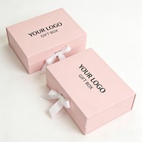 Boîte en carton magnétique rose avec logo personnalisé, boîte cadeau de luxe, emballage alimentaire écologique pour biscuits avec ruban