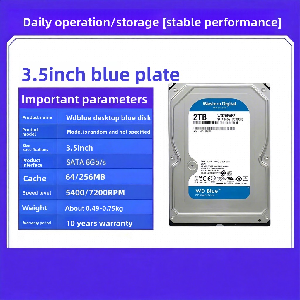 Disque WD Blue, performances équilibrées, garantie de 10 ans