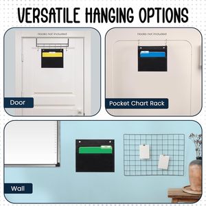 1 Pocket <b>File</b> Pocket Chart Black Durable Wall Hanging <b>Organizer</b> for Classroom Office Home - Product Image 6