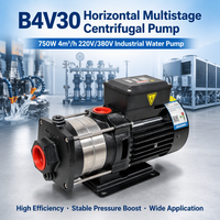 Pompe centrifuge multi-étages horizontale B4V30 750W 220V/380V haute pression 1 CV en acier inoxydable pour surpression d'eau industrielle