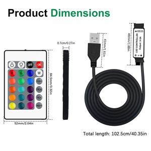 ESann Télécommande sans fil à 24 touches avec gradateur <span class=keywords><strong>LED</strong></span> <span class=keywords><strong>RGB</strong></span> et connecteur DC, charge maximale 72W pour SMD 5050 3528 2835 - Product Image 3