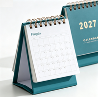 Kalender Meja Mini Warna Morandi Kustom dengan Jam, Kertas Seni, untuk Pajangan Kantor