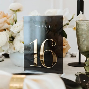 New Đen Acrylic bảng đám cưới số với 3D vàng gương trang trí nội thất nơi thẻ cho tiệc tiếp tân trang trí - Product Image 1