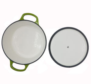 <span class=keywords><strong>Cocotte</strong></span> <span class=keywords><strong>en</strong></span> <span class=keywords><strong>fonte</strong></span> émaillée de couleur vert frais populaire avec couvercle, casserole 25CM, 4.2L, pour 3-4 personnes - Product Image 4