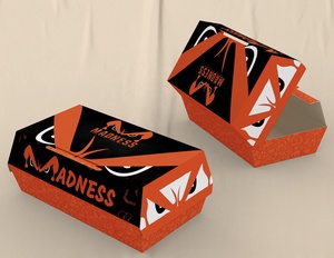 Boîte à hamburger en papier ondulé avec couvercle et emballage de fast-food double face avec impression en gros - Product Image 4