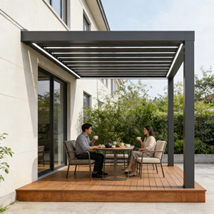 Pergola en aluminium sur mesure de luxe Tingmeihaoting, bioclimatique, à ouverture manuelle, pour villa - Product Image 3