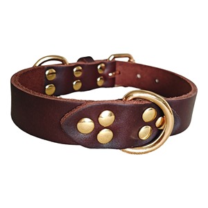 Collier pour chien à double anneau en D - Cuir véritable Durable Boucle personnalisée sécurisée Taille réglable |   Collier pour animaux de compagnie de haute qualité en gros - Product Image 2