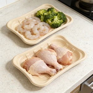 Assiettes de fête jetables en pulpe de bambou de qualité alimentaire, carrées, avec logo personnalisé, emballage en vrac pour gâteaux et desserts, plateau en papier de pulpe de bambou - Product Image 3