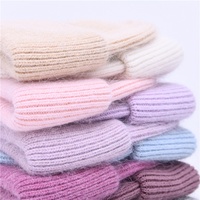 Chapeau en laine de cachemire et fourrure de lapin angora, écologique, durable, décontracté, luxueux, moelleux, pour filles et femmes, bonnet tricoté d'hiver
