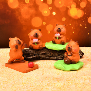 Cute Capybara Resin Phone Holder Rotatable Base Desk Ornament Cartoon Style Gift - Product Image 3