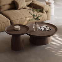 Table basse ronde contemporaine en bois massif finition noyer Table centrale élégante pour salon bureau