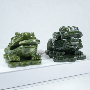 Artesanías de cristal Natural de Jade serpentina tallada a mano, tallas de cristal de <span class=keywords><strong>sapo</strong></span> de dinero de Jade verde, <span class=keywords><strong>sapo</strong></span> de la suerte para Decoración - Product Image 4