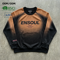 Sweat-shirts à col rond surdimensionnés pour hommes en coton haute densité, imprimés, teints, avec effet dégradé par peinture au pistolet personnalisée, Fabricant de vêtements