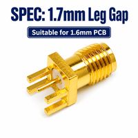 Fabrika Tedariki 50 Ohm 1.7mm Aralıklı SMA Dişi Jak Tam Pirinç PCB Panel Kenar Montajlı Fiş RF Koaksiyel Konnektörler